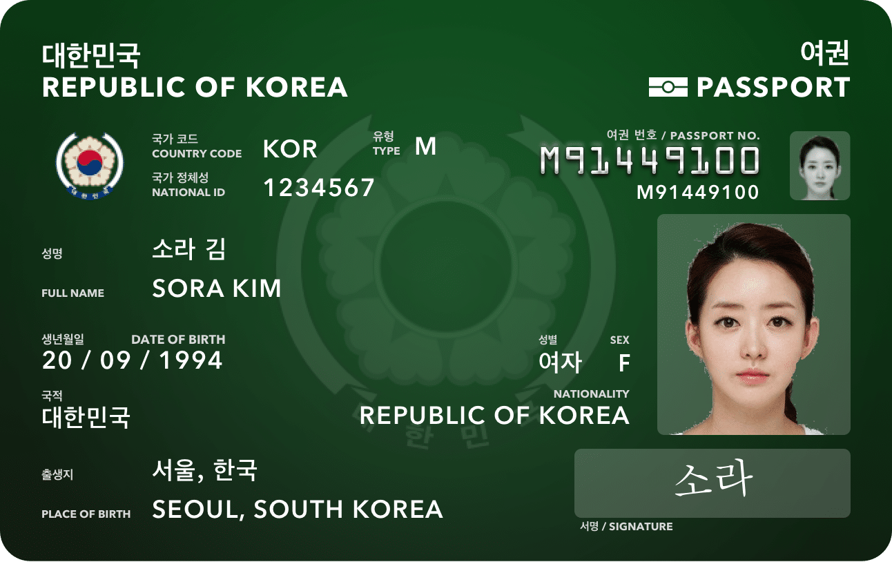 SÜDKOREANISCHE PERSONALAUSWEISE